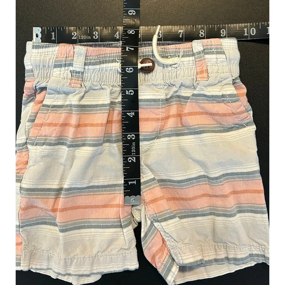 OshKosh Bgosh Toddler Boys Striped Cotton Shorts Blue Orange White 3T 1579